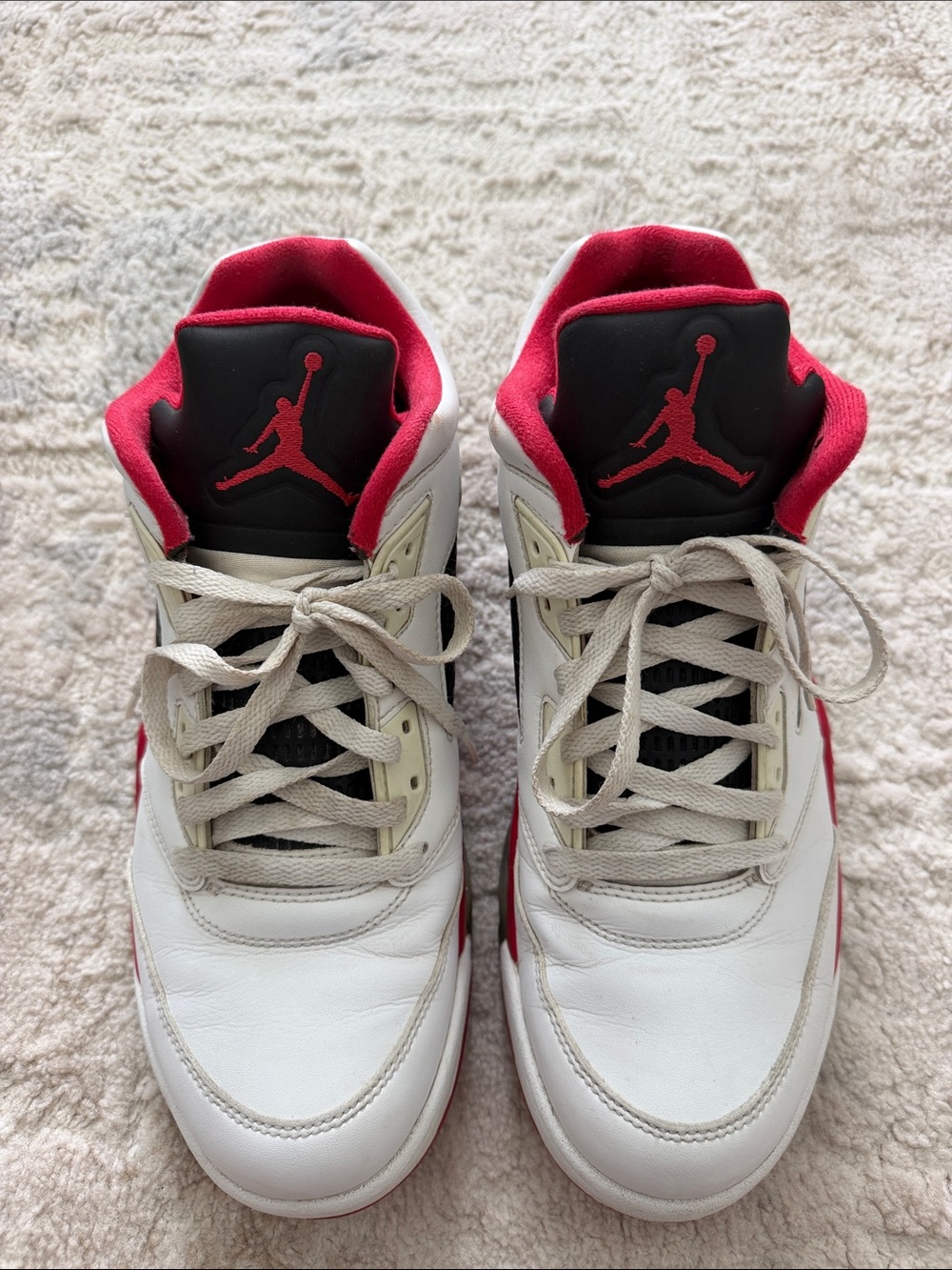 Air Jordan 5 Retro Low Fire Red Men's White/Red High-Top Sneakers
